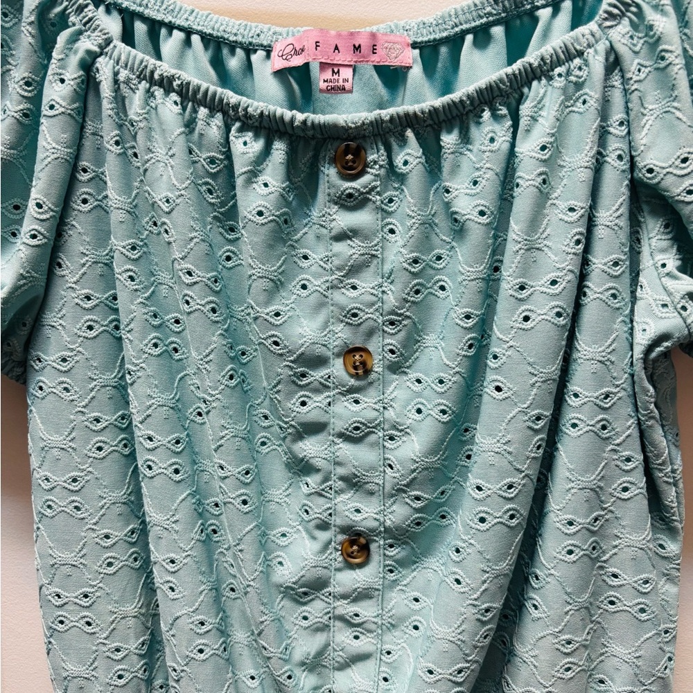 Women's Mint Green Eyelet Top